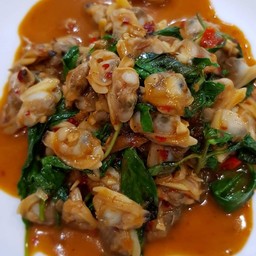 เนื้อหอยลายผัดพริกเผาราดข้าว