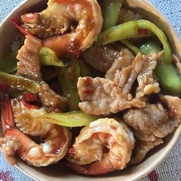 พริกหยวกหมูชิ้น กุ้ง