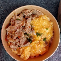 ข้าวไข่ข้นกระเะราหมูสับ(ข้าวหอมมะลิ)