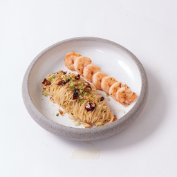 คาเปลลินี่ผัดพริกแห้งกุ้ง