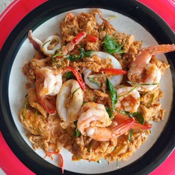 ไข่ข้นห่อหมกทะเล ราดข้าว