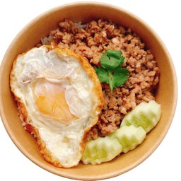 ข้าวหมูสับกระเทียม+ไข่ดาว