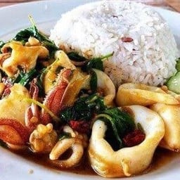 ข้าวผัดกะเพราปลาหมึก