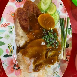 ข้าวหมูแดง+หมูกรอบ