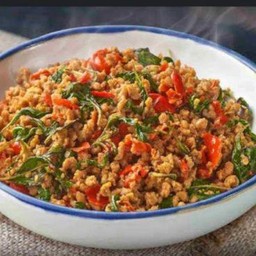 กะเพรามังสาวิรัต( กับข้าว)Stir Fried soy with Holy Basil Large Size