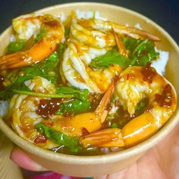 กะเพากุ้งราดข้าว