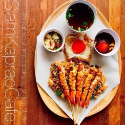 เซ็ทกระเพรากุ้งหน้ากุ้งสเต็ก