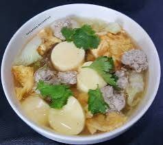 ต้มจืดไข่น้ำเต้าหู้ไข่ไก่สับ