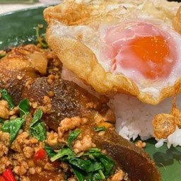 Basil, Minced Pork, Century Egg + Fried Egg