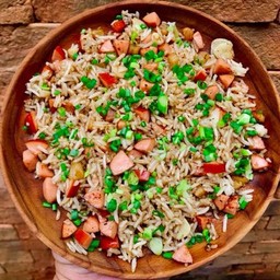 ข้าวผัดกากหมูไส้กรอก