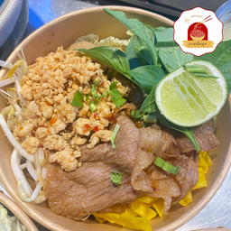 หมี่คลุก เนื้อสไลด์ + ไก่สับ