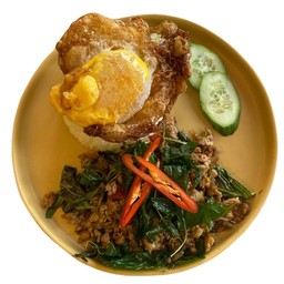 กะเพราเนื้อสับวากิวมันน้อย