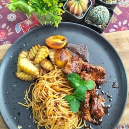 สปาเก็ตตี้ซี่โครงหมูบาร์บีคิว