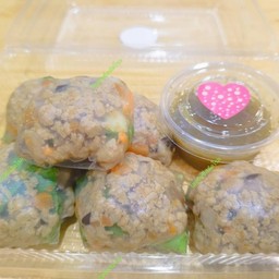 เมี่ยงลุยสวนหมูสับผัดเห็ดหอม (ห่อเป็นคำ)