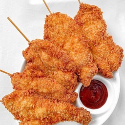 ไก่เสียบไม้ชุบแป้งขนมปังทอด