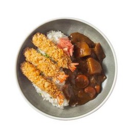 ข้าวคัตสึกุ้งแกงกระหรี่ Shrimp Katsu Curry