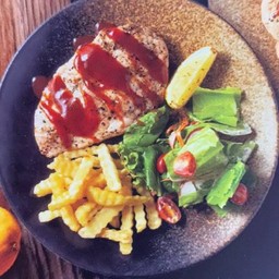 สเต็กหมูคุโรบุตะซอสบาบิคิว Steak Kurobuta pork BBQ Sauce