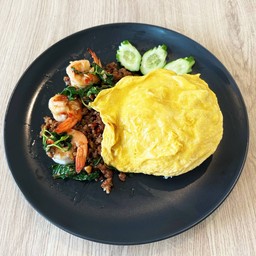 M3/ ข้าวไข่ข้นกะเพรากุ้งอกไก่สับ