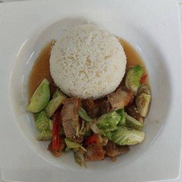 ข้าวแขนงหมูกรอบ