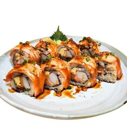 ข้าวห่อสาหร่ายแซลม่อน ซอสไข่ปลาค๊อด ไส้ผัก ไข่หวาน