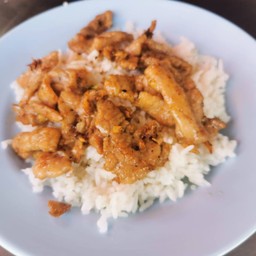 หมูทอดกระเทียมพริกไทยราดข้าว