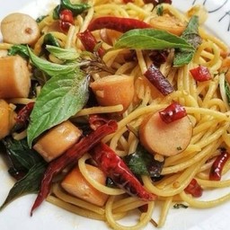 สปาเกตตี้ขี้เมาไส้กรอก