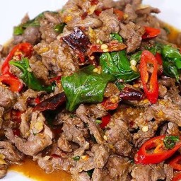 เสือร้องไห้ ผัดพริกเผาราดข้าว