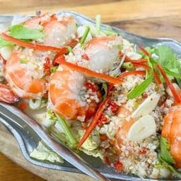 กุ้งแม่น้ำนึ่งมะนาว