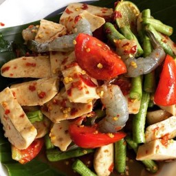 ตำเหลากุ้งสด+หมูยอ