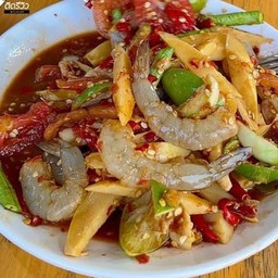 ตำหน่อไม้กุ้งสด