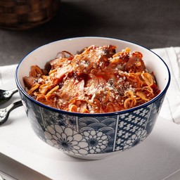 ข้าวคอหมูย่างน้ำผึ้งข้าวคั่วซอสตาแดง แถม!น้ำจิ้มแจ่วมะขาม