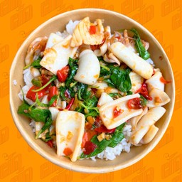 ข้าวผัดกระเพราปลาหมึก