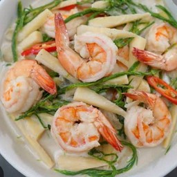 ต้มกะทิกุ้งสดใส่สตอชะอมหย่อไม้สด