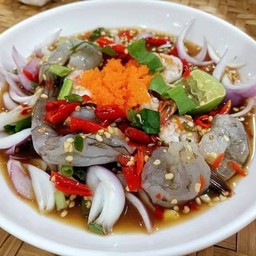 ยำกุ้ง สด ใส่ข้าวโพด(แบบปลาร้า,แบบไม่ปลาร้า)