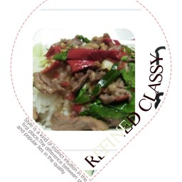 ผัดขี้เมา ราดข้าว (หมูย่างพริกไทยดำ_ไก่ย่างพริกไทยดำ