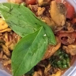 หอยแมลงภู่ผัดพริกเผา (เป็นกับข้าว)