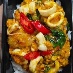 ข้าวห่อหมกกระทะ--ปลาหมึก