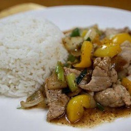 ข้าวหน้าหมูพริกไทยดำ