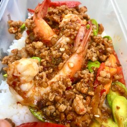 ผัดสะตอกุ้งหมูสับ