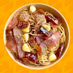 ผัดสปาเก้ตตี้เบคอนพริกแห้ง