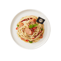 สปาเก็ตตี้ผัดอิตาเลี่ยนไส้กรอกคูโรบูตะ