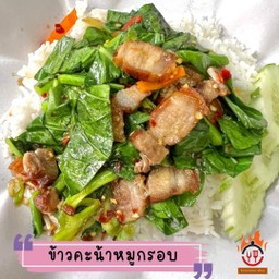 ข้าวคะน้าหมูกรอบ+ไข่ดาว