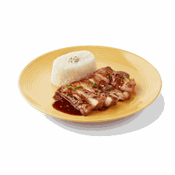 ข้าวญี่ปุ่นสเต๊กไก่ ซอสแจ่ว