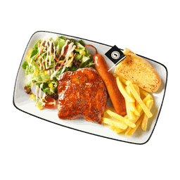 สเต๊กไก่สไปซี่และไส้กรอกคูโรบูตะ