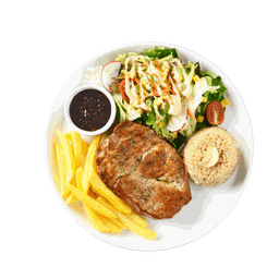 สเต๊กสันคอหมู ซอสแจ่ว