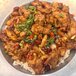 [อร่อยซ่ากับโค้ก] เป็ดผัดกระเทียมพริกไทย เนื้อแน่น +  โค้ก ออริจินัล (ขวด)