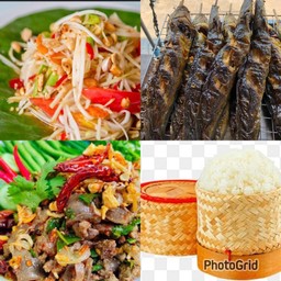 เซ็ค2 ตำไทย+ปลาดุ+ลาบเป็ด+ข้าวเหนียว1