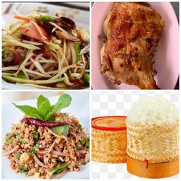 เซ็ค1 ตำปูปลาร้า+ไก่ย่าง+ลาบหมู+ข้าวเหนียว1