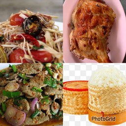 เซ็ค3 ตำซั่วปูปลาร้า+ไก่ย่าง+ตับหวาน+ข้าวเหนียว1