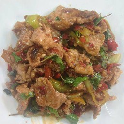 กระเพราหมูชิ้น